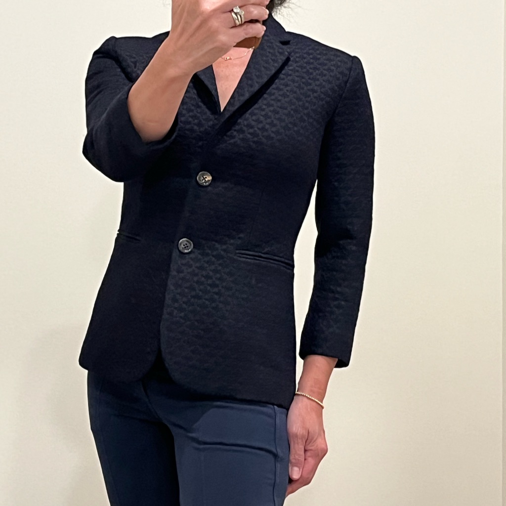The Row Black Navy Boucle Blazer Size 0